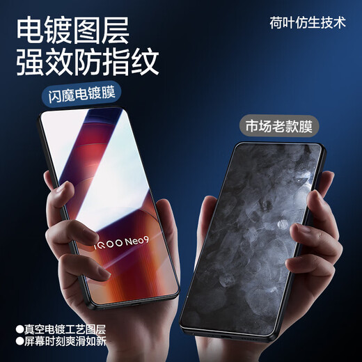 闪魔 【销量款】适用iqooneo钢化膜 爱酷系列手机膜vivo高清高透防爆抗指纹手机膜 【增强版|高清抗指纹】2片+神器 iqooneo9/neo9pro/neo9spro