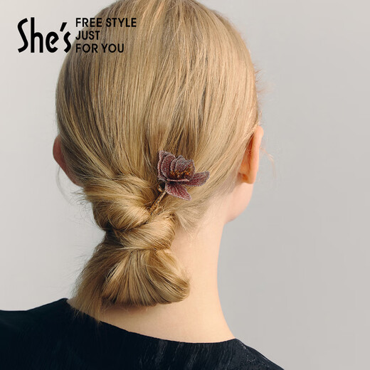 Qianzi shes Qianzi original handmade beading gradient embroidery flower hairpin new Chinese style hairpin red A0