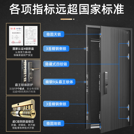 
Star Moon God Class A first-tier brand anti-theft door sound insulation entrance door household entrance door single door mother door bag installation 2150*1050 outer flat inside opening