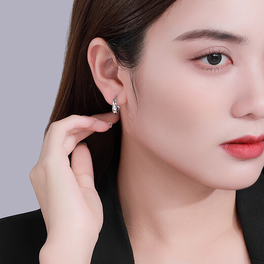 Chao Acer Modern Platinum White Gold Earrings for Women Platinum Earrings Diamond Earrings for Girlfriend Birthday Gift Priced at RMB 160 1.25g One Pair
