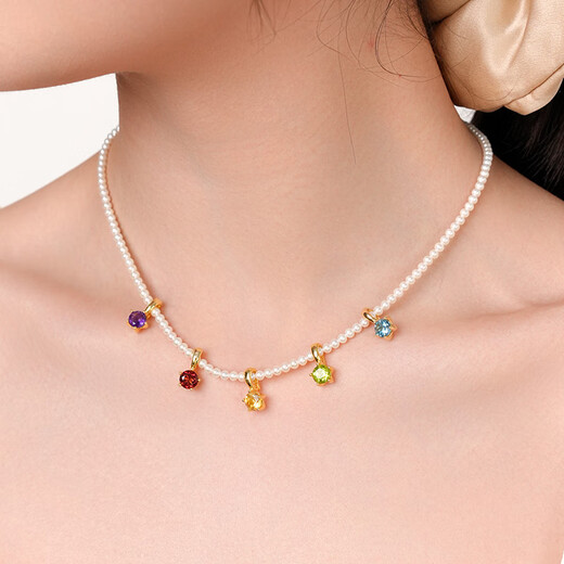 Dela Topaz Pendant Freshwater Pearl Necklace Perfect Round Flawless Bright Light Luxurious Fashion Versatile Clavicle Chain 520 Gift