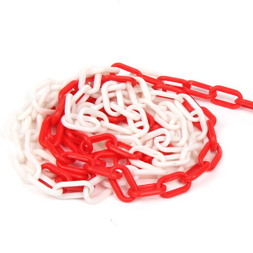 Quxingxing plastic red chain 3 meters reflective warning column isolation chain roadblock road cone safety protection chain HXMSN326 plastic red and white chain 3 meters - 1 pack