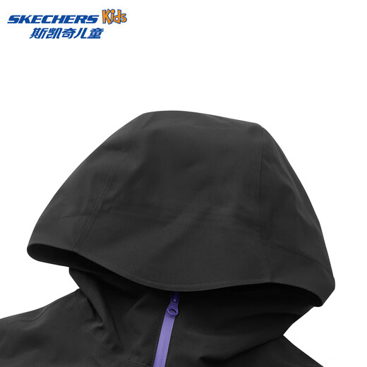 Skechers 2025 autumn new children's water-proof, windproof and sunproof three-in-one jacket for boys and girls, versatile jacket, dark purple/00QD 140