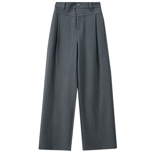 Shangdubila Pantalon décontracté en laine en laine haute pour les femmes en automne de viande plissée lâche chair cachée pour les donner à un pantalon de banlieue mince mince pantalon de banlieue mince