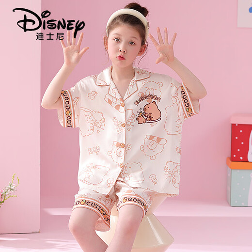 Disney Girls Pyjama Summer Ice Seide Dünne Kurzarmanzug Kinder Mädchen Cartoon niedliche modische mittelgroße und große Kinder Heimkleidung G-6628# Jiyikawa 170 Größe 18 [Höhe 150-155 cm]