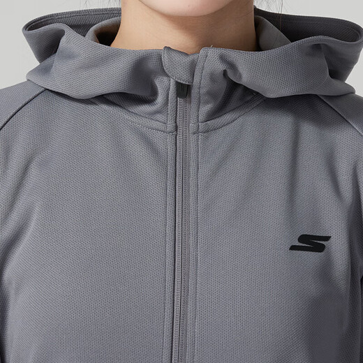 斯凯奇（Skechers）套装女 运动服连帽外套夹克 跑步健身训练长裤休闲裤直筒裤裤子 灰色两件套/连帽外套+长裤 XS