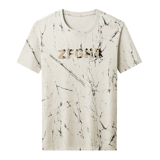 Camiseta de manga corta de Lilang Men Men's Summer Summer Style Coreano Camiseta Estampada personalizada Top Top delgada Camisa transpirable Apricot S 165/854A