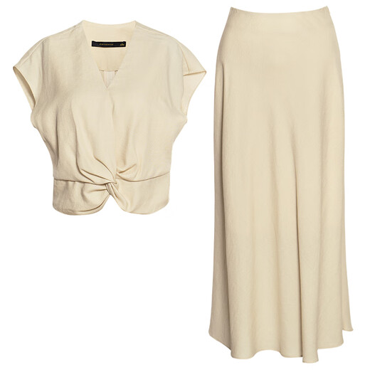 Roeyshouse Roe Style Design Sense Send Hank Kink Set 2025 Été Nouvelle jupe plissée en deux pièces 12392 jaune clair xl