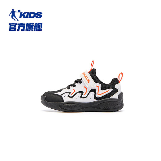 Jordan boys running shoes children's spring and autumn sports shoes baby buckle children's shoes black/Jordan white 26