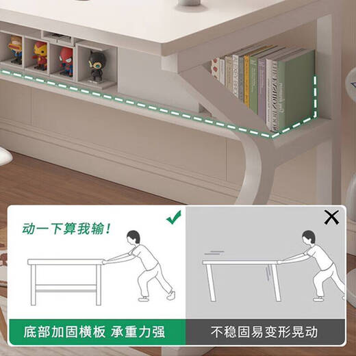 Minyu Schreibtisch Bücherregal Integrierte Tischtischstudiestisch High School Schüler Home Work Desk Loch Board Computer Desk Schreibtisch (einzelne Tisch-Horizontale Board-Aufbewahrung) Warm White 100cm