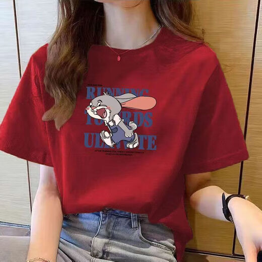 220g Camiseta de algodón puro de algodón corto para mujeres 2025 Summer suelto y versátil Camiseta de hombro recto con tapa estampada B701yl 496 Black XL