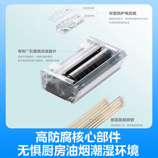 Midea kitchen air conditioner, small cool square, ceiling-mounted 1.5 HP, new level of energy efficiency, frequency conversion energy saving, large cooling capacity of oil fume, special air conditioner for home kitchen, kitchen air conditioner, 1.5 HP, ceiling-mounted XD300, white