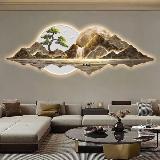 Shinniao coule de l'eau et fait de l'argent peintures paysagères nouvelles de style chinois décoration peintures canapé fond mur suspendu peintures de thé atmosphérique décoration murale 13548 240 * 80