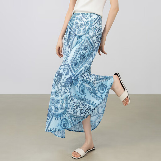 Chamdola enge hohe Taille Bohemian bedruckte Rock für Frauen Sommer ethnischer Feiertag Pendeln Long Light Chiffon Rock