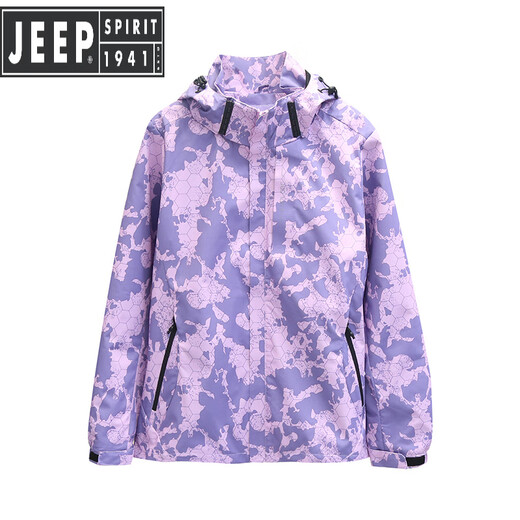JEEP SPIRIT潮牌单层冲锋衣男女春秋薄款防水透气旅行外套户外徒步运动登山服 女款--紫色 4XL