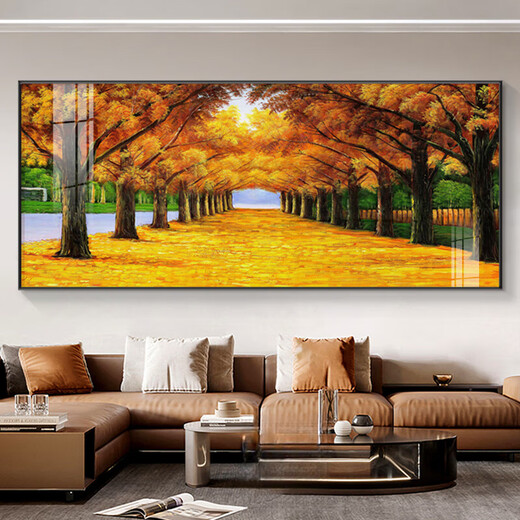 Salon de plancher doré peintures suspendues de canapé atmosphérique moderne peintures de décoration de paroi Golden Avenue paysage peinture murale 3294-hongyun dangtou-b hd huile toile environ 210 * 90m3 mètres canapé