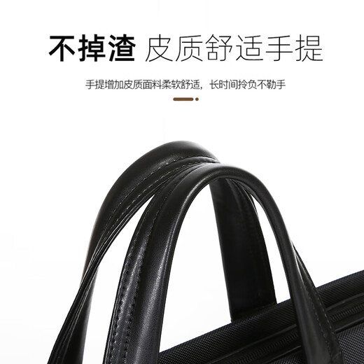 Sieben Wolf Aktentasche Herren Aktenbeutel Handtasche Herren Aktentasche Frauenpendelgeschäftsbesprechung Schwarz + Riemenlänge 38*Höhe 29*Breite 7cm