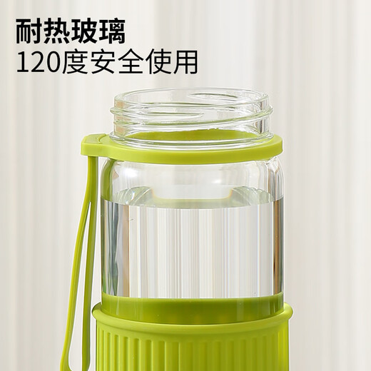 Lock Lock (Lock/Lock) Wärme-resistente einschichtige Glaswasserbecher-Student tragbare Männer und Frauen an Weißkragen niedlichen frischen und modischen Tee Tasse LLG673 Handgezeichnetes Grün 500 ml