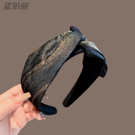 Keegfeg Korean wide-brimmed hair hoop, high-end female 2025 new style, thin flash cross head hoop, high-end temperament, pressed hair clip, gold bow head hoop