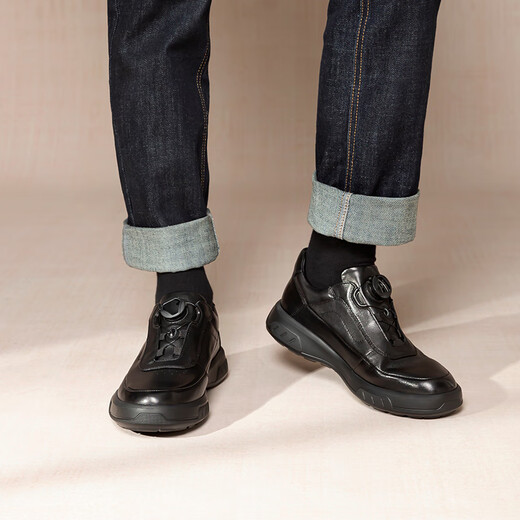 Sachi Men's Shoes 2025 New Fashion Casual Shoes Comfortable Light Soft Round Toe Knob Buckle Thick Sole Commuting Men's Shoes Black (X20522401) 41 European Size (National Code 42)