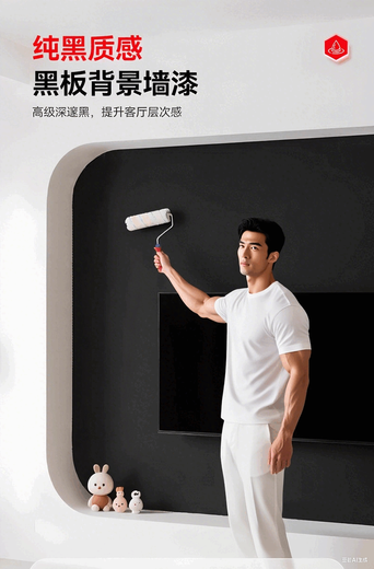 Nippon Paint Nippon pure black latex paint indoor household air conditioning outlet ceiling niche background wall brush black matte paint 300g Nippon dazzling black packaging comes with brush gloves