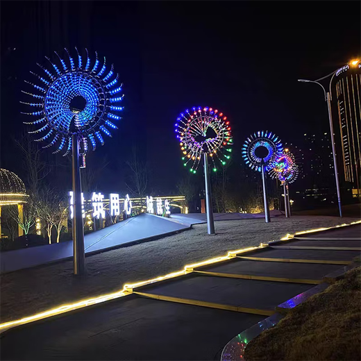 Brangdy Wind Sculpture 304 Stainless Steel Colorful Outdoor Large City Square Landscape Night Tour Lighting Can Be Customized Blue Drawings Drawings Intention Money Will Not Be Delivered