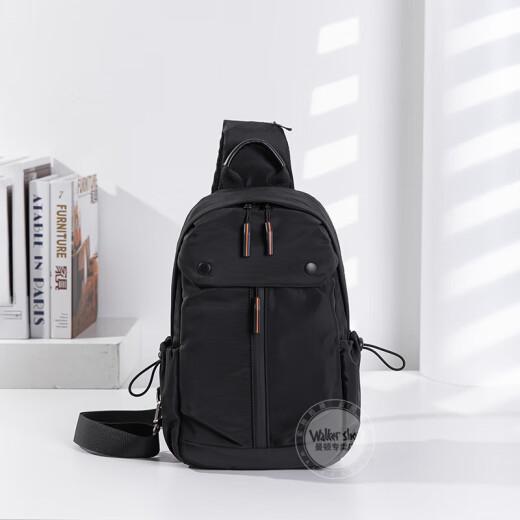 Walker Shop Bast Bag Men [Spinning Oxford résistant à l'eau] 2025 Nouveau sac à bandoulière de grande capacité à la mode à la mode Petit sac à dos noir Small (hauteur 33 * Largeur 21 * Épaisseur 10cm)