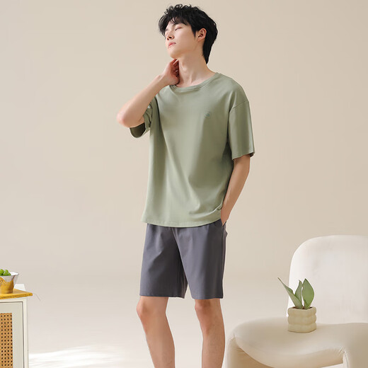 Pajamas à manches courtes pour hommes à manches courtes pour hommes à manches courtes pour hommes à manches courtes NOUVEAU ÉTÉ SUPPLES BARCHES HOME PURT COTTON peut être us