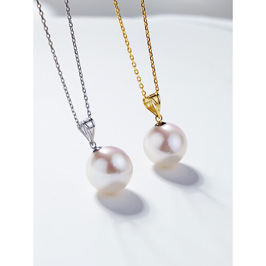 Tahitian Edison pendant necklace 18K gold strong light natural freshwater necklace mother gift yellow 18K gold_thick melon seed buckle white Edison 10-11mm