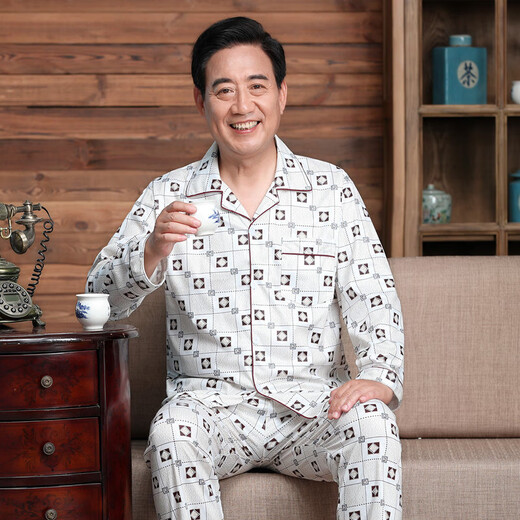 Hailan Pajamas de mediana edad y ancianos Pajamas Pajamas Pajamas Pajamas de algodón de manga larga Pajamas de algodón de manga de algodón de manga larga Summer Summer Plus de mediana edad.