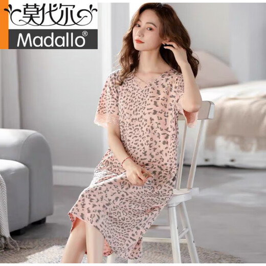 MODAL 2025 Nouveau pyjamas en coton pur pour femmes en été avec des coussinets de poitrine New Chinese Sweet Nightgown pour les vêtements pour femmes Abricot Farine H3527 M [90-110jin [Jin est égal à 0,5 kg]]]