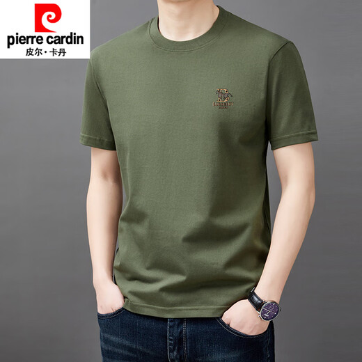 皮尔卡丹（pierre cardin）纯棉短袖t恤男士圆领夏季宽松半袖夏装休闲纯色体恤衫新品 9929白色 S 165