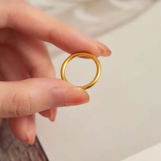 Slightly gifted gold-coated silver ancient method inheritance plain ring ring for three lives and three generations couple ring light luxury tail ring fashion holiday gift No. 6 plain ring ancient method ring gold about 0.1