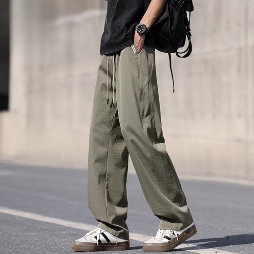 JEEP SPIRIT summer straight-leg casual pants for men loose trends and versatile icy and breathable teen sports long pants CJ6636 gray 3XL