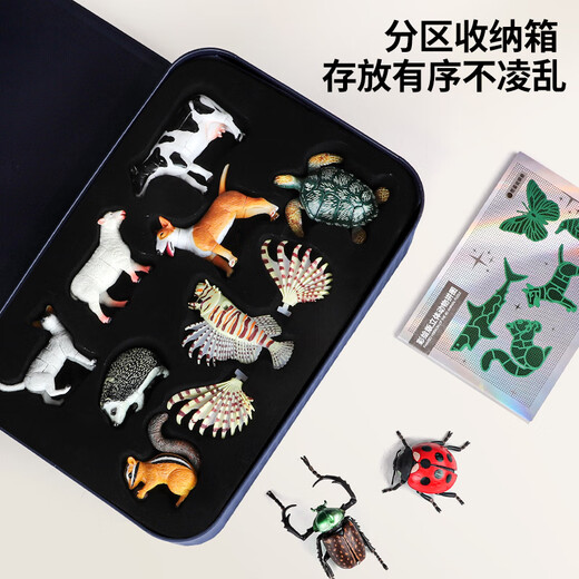 纽奇动物模型玩具diy拼插立体拼图儿童早教益智中阶认知生日礼物盒