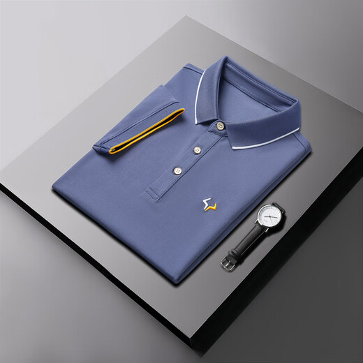 Gy Perlenboden Baumwoll-Revers-Polo-Hemd Herren Sommer Neuer High-End Business Casual Trend führt kurzärmelige Männer Rauchgrau Qy681 L [120-135Jin [Jin gleich 0,5 kg]]