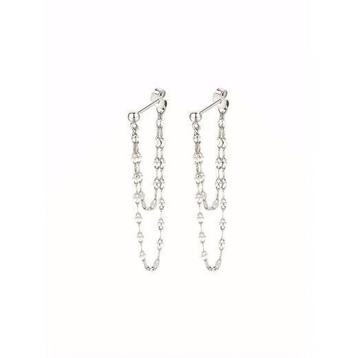 Nilan Fat Donglai same style pt950 platinum ear wire PT950 lip chain earrings for women ins long chain Korean design white