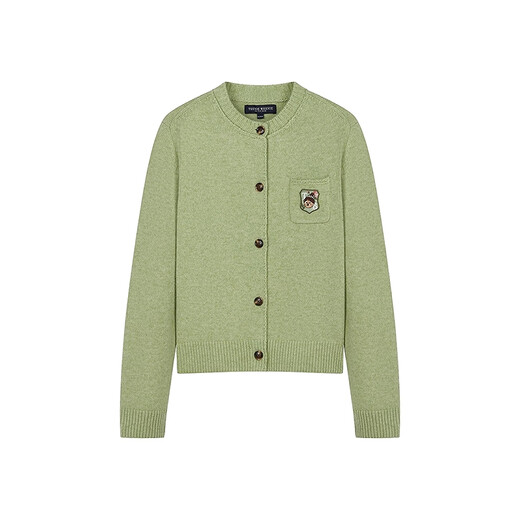 Teenie Weenie Zhao Lusi's same style Bear Girl Sheep Wool Knitted Cardigan 2025 Autumn New Sweater Mint S