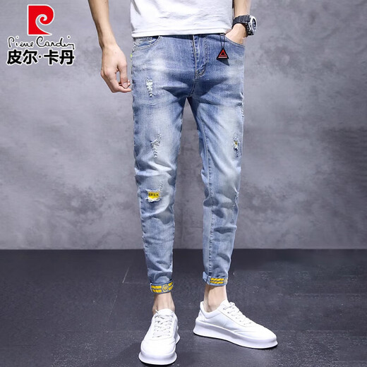 Brand haut de gamme Pierre Cardin, jeans déchirés, pantalon cultivé pour hommes, nouveau pantalon long pantalon décontracté.