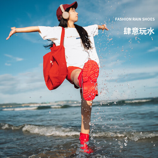 雨鞋女款2025新款时尚外穿雨靴厨房防滑胶鞋工作鞋中筒防水通勤鞋 黑色 （中筒） 37