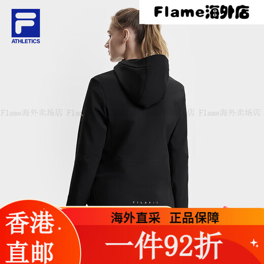 斐乐（FILA）FILA 官方女士梭织外套2025春新款健身运动基础加绒 深黑-BK S160/80A 均码