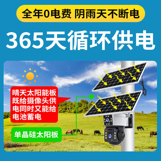 网络眼终身免流量太阳能摄像头监控手机远程免插电360度无死角带夜视户外无线全景防水室外无电无网
