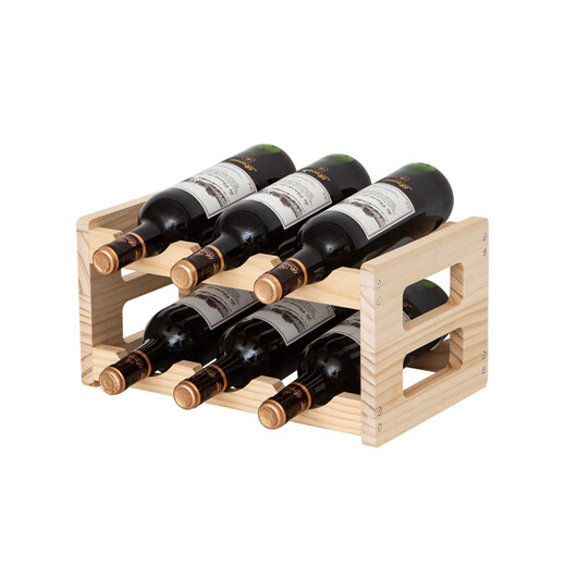 Jingmengyuan solid wood red wine rack home creative wine rack wine bottle rack red wine display rack storage wine cabinet decorative ornaments one layer seven bottles of wood color