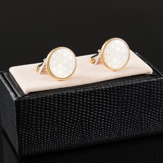 NOSSKISS简约法式袖扣男士轻奢时尚法式衬衫西装高端袖钉定制生日礼物送礼 金色[袖扣礼盒装]