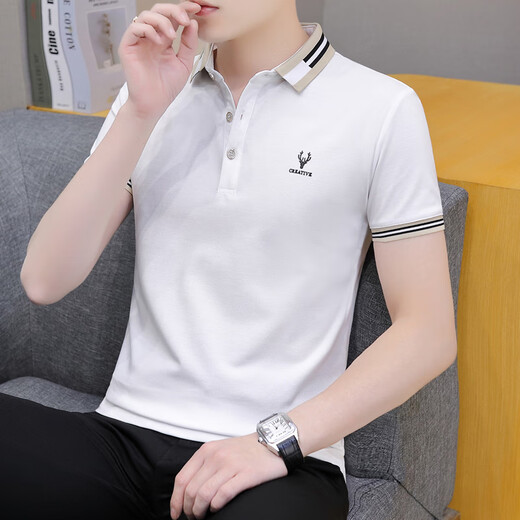 Pang Donglai DL [Empfohlen von Central Mother] Das gleiche Revers-Polo-Hemd für den einfachen T-Shirt von Herren im einfachen Style Cotton Cotton mit einem Ausschnitt 679 weiße M _100-120jin [Jin gleich 0,5 kg]