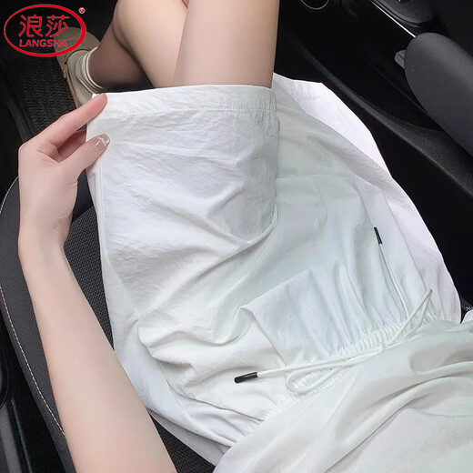 Langsha ice silk shorts women's summer 2025 new high-waisted casual wide-leg mid-pants sports quick-drying five-point milk pants