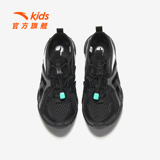 ANTA Children's Sandals Men's Big Children's Shoes 2025 Summer New Outdoor River Tracing Shoes Baotou Sports Hole Beach Shoes Classic Black-4 35