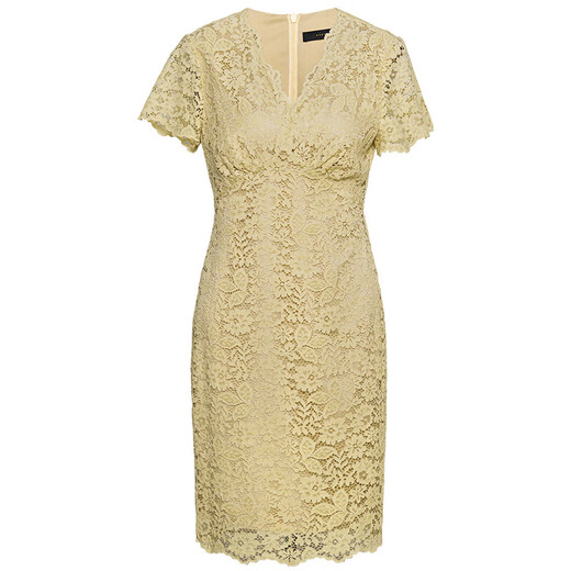 Roeyshouse French Spitze V-Ausschnitt gelbes Kleid für Frauen 2025 Sommer neu eleganter schlanker Hüftrock 12178 Gelb 2xl