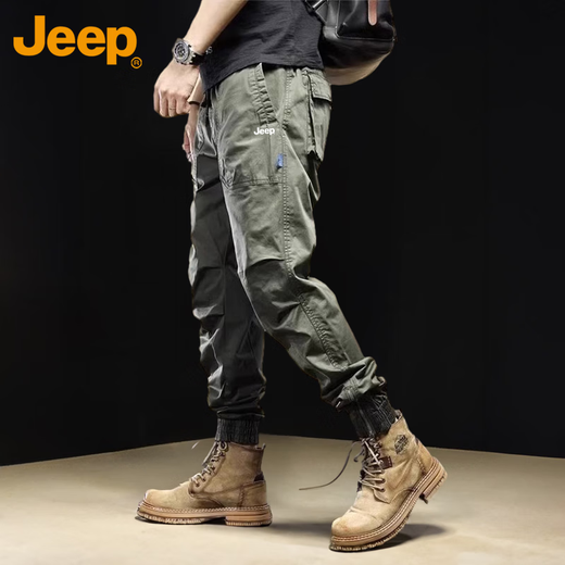 吉普（JEEP）美国正品束脚休闲裤男士时尚长裤2025年夏季新款潮美式工装裤 679黑色【Jeep官方】 28 【90-105斤】