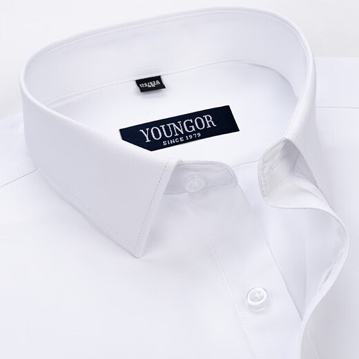 
Yager short-sleeved shirt for men 2025 new middle-aged casual high-end ironing pure cotton striped casual white shirt orchid DX6623 38